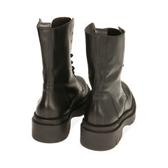 Botas militares de cuero negro, tacón de 4 cm., Rebajas, 20A552040PENERO035, 003 preview