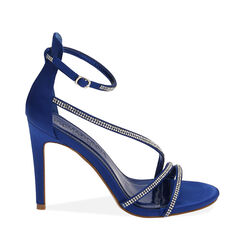 Sandali blu in raso, tacco 10 cm , 192174221RSBLUE036, 001a