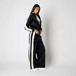 Pantalone tuta in velluto nero e panna, Primadonna, 261824050VLNEPAM, 002a