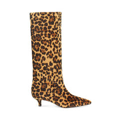 Stivali leopardati in cavallino con tacco 4,3 cm, Primadonna, 264959501CVLEOP035, 001a
