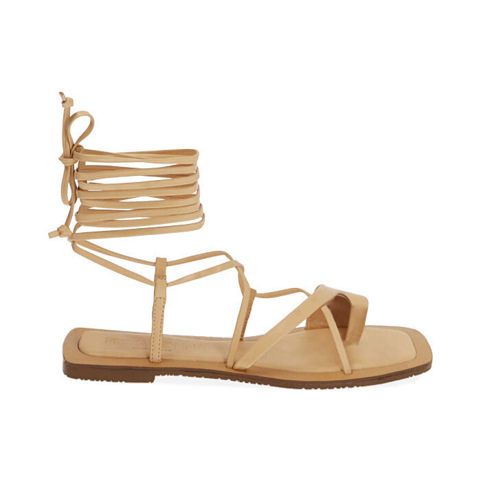 Sandali donna flat lace up beige Primadonna Collection