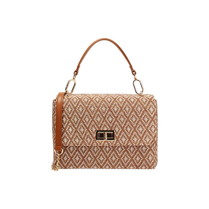Mini bag donna cognac-beige in raffia, Primadonna, 255125664RFCOBEUNI