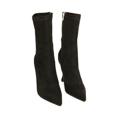 Ankle boots neri in microfibra, tacco sagomato 9,5 cm, Primadonna, 202188214MFNERO035, 002 preview