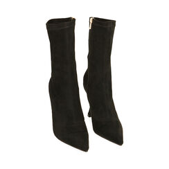 Bottines noires en microfibre, talon profilé 9,5 cm , Primadonna, 202188214MFNERO037, 002 preview