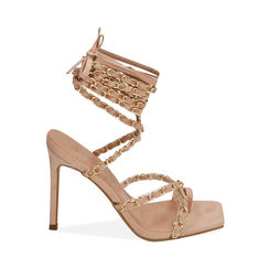 Sandali lace-up nude in microfibra, tacco 10,5 cm , SPECIAL SALES, 192113503MFNUDE035, 001 preview