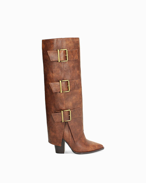 Stivali texani con fibbie testa di moro, DK BROWN