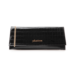 Pochette nera in vernice effetto cocco,