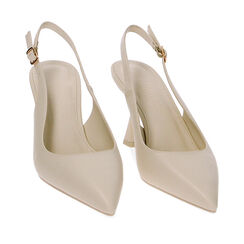 Décolleté slingback panna, tacco 8 cm, 234934803EPPANN035, 002a