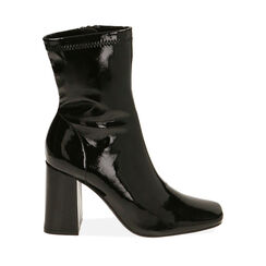 Ankle boots neri in naplack, tacco 8,5 cm , Primadonna, 204910805NPNERO036, 001a