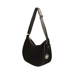 Borsa a spalla nera in camoscio, Primadonna, 22U309911CMNEROUNI, 003 preview
