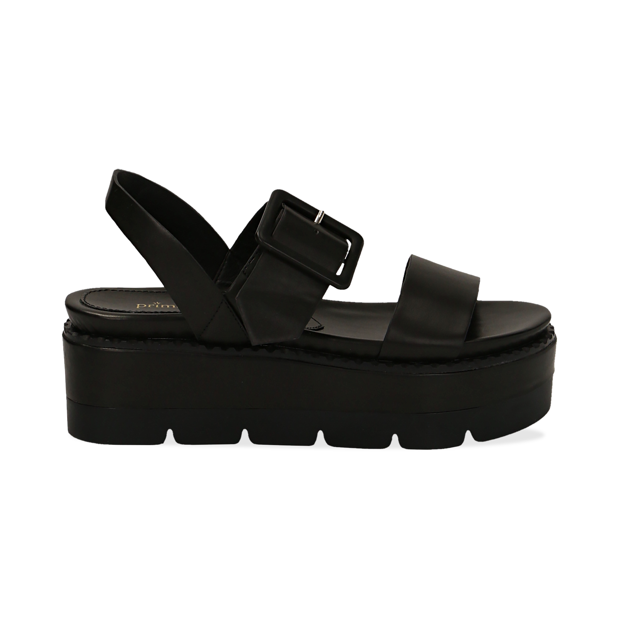 Sandali platform neri, zeppa 7 cm donna | Primadonna Collection