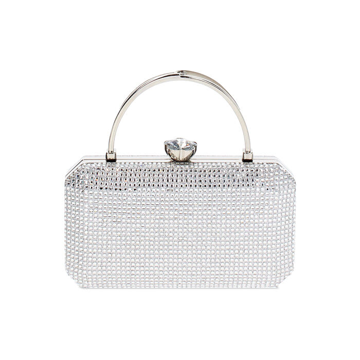 Pochette femme argenté en laminé avec pierres, Primadonna, 255109981LPARGEUNI
