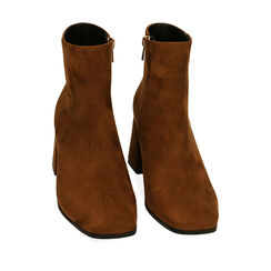 Ankle boots cognac in microfibra, tacco 7 cm , Special Price, 204988212MFCOGN036, 002a