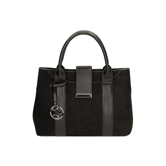 Borsa a mano nera in microfibra, Primadonna, 22D909557MFNEROUNI