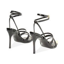 Sandalo donna nero in vernice, tacco 9,5 cm, Primadonna, 254920931VENERO035, 005 preview