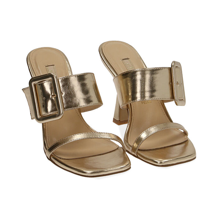 Sandali oro laminato, tacco 9 cm | Primadonna Collection