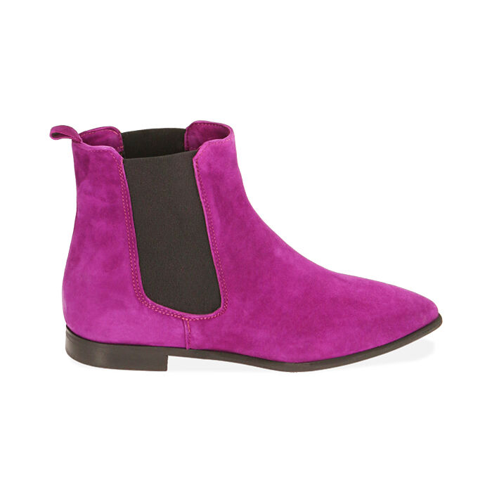 Bottines Chelsea femme flat en daim fuchsia Primadonna Collection