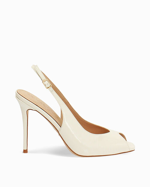 D&eacute;collet&eacute; panna open toe tacco 10 cm