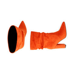 Ankle boots arancio in microfibra, 10,5 cm , Soldés, 182134130MFARAN035, 003 preview