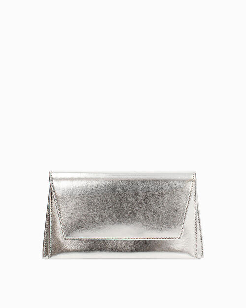 Pochette argento con tracolla removibile, SILVER