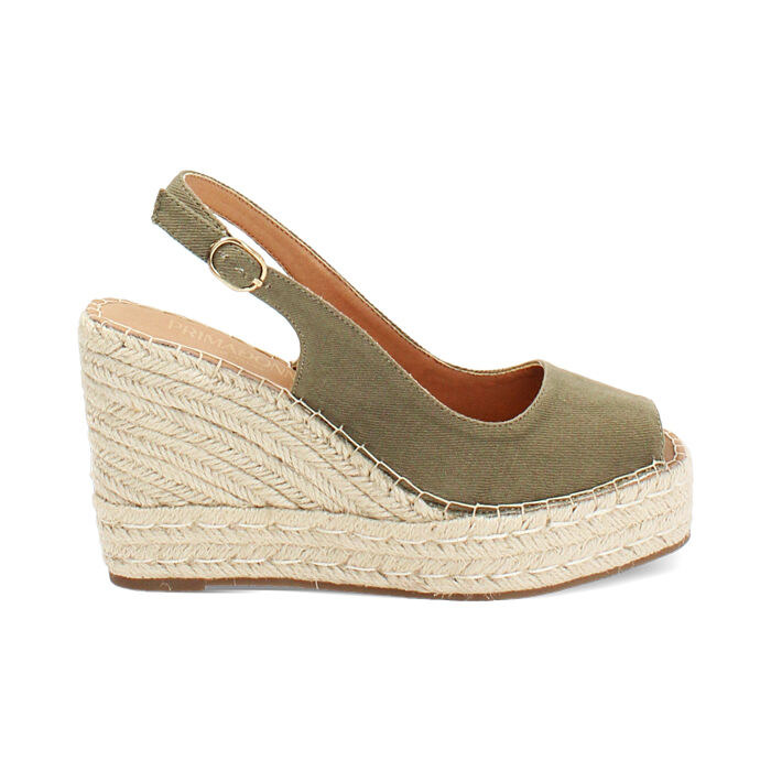 Zeppe donna verde salvia in canvas, Primadonna, 25G405022CAVESA035