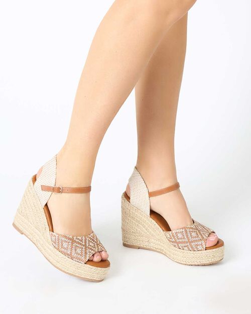 WOMEN SHOES WEDGE RAFIA COBE, MULTI COLOR