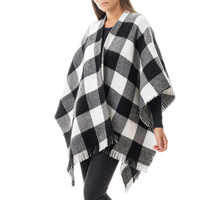 Poncho à carreaux noir et blanc, Special Price, 20B400007TSNEBIUNI
