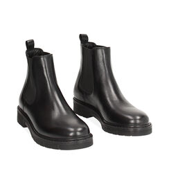 Botines chelsea negros de cuero, Primadonna, 24B810822PENERO035, 002a