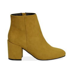 Ankle boots gialli in microfibra, tacco 7,5 cm , Stivaletti, 142762715MFGIAL, 001 preview