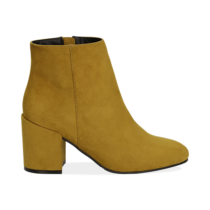 Ankle boots gialli in microfibra, tacco 7,5 cm , Stivaletti, 142762715MFGIAL