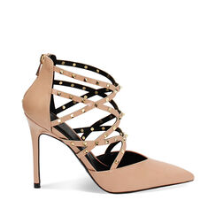 Décolleté open shank nude intrecciate, tacco 10,5 cm, Primadonna, 242102032VENUDE040, 001a