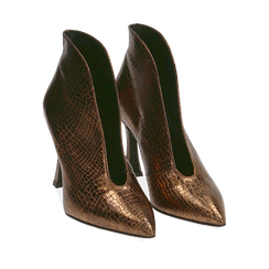 Ankle boots bronzo laminato, tacco 9,5 cm , SALDI, 165200231LMBRON036, 002a