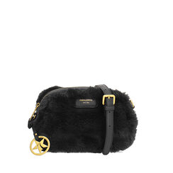 Borsa a tracolla in faux fur nera, Primadonna, 265700565FUNEROUNI, 001a