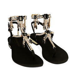 Sandalias chanclas joya negro de raso, Primadonna, 194909992RSNERO038, 002a