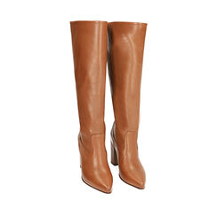 Botas coñac de piel, tacón de 9 cm., Primadonna, 19L601651PECOGN036, 002a