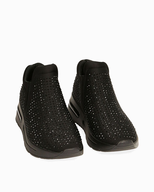 Slip on nere in tessuto, BLACK