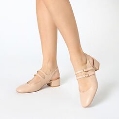 Décolleté slingback donna beige con punta arrotondata, tacco 4 cm, Primadonna, 254962778EPBEIG035, 002 preview