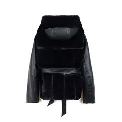 Giacca in pelo sintetico nero con cintura, Primadonna, 268502310FUNEROL, 003 preview