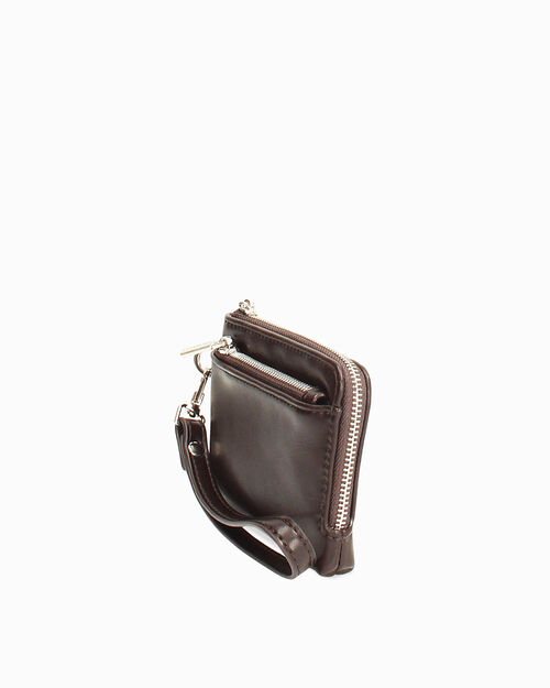 Cartera marr&oacute;n oscuro con correa de mu&ntilde;eca, DK BROWN