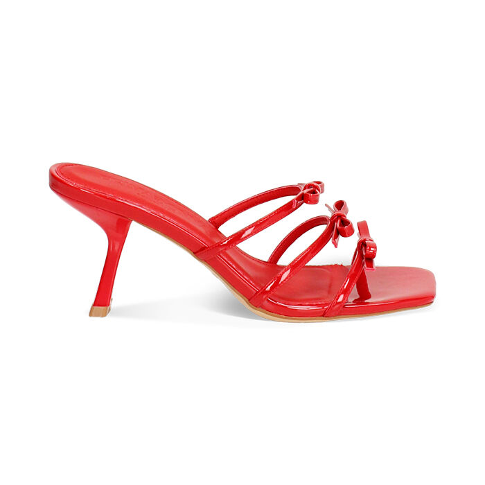 Mules open toe rouges en vernis pour femme, Primadonna, 252137801VEROSS035