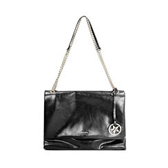 Borsa a spalla nera lucida con tracolla a catena, Primadonna, 265700583EUNEROUNI, 001a