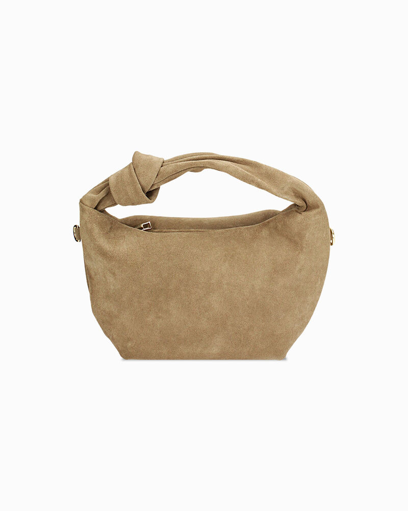 Borsa a mano donna taupe tonda in camoscio image number null