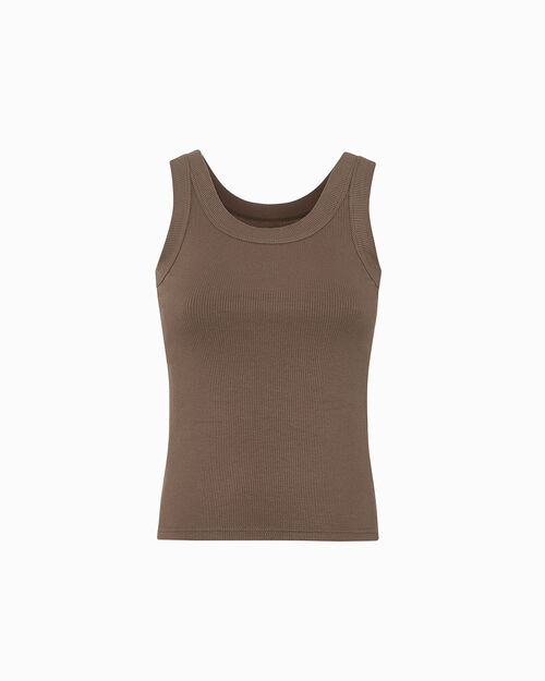 Camiseta sin mangas marr&oacute;n elegancia casual, BROWN