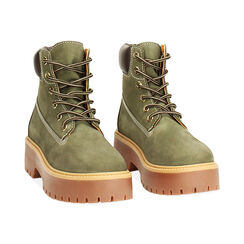 Polacchino verde in nabuk con tacco 4,8 cm, Primadonna, 266360001NBVERD035, 003 preview