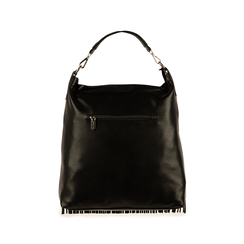 Borsa a spalla nera con frange, Primadonna, 15D285133EPNEROUNI, 003