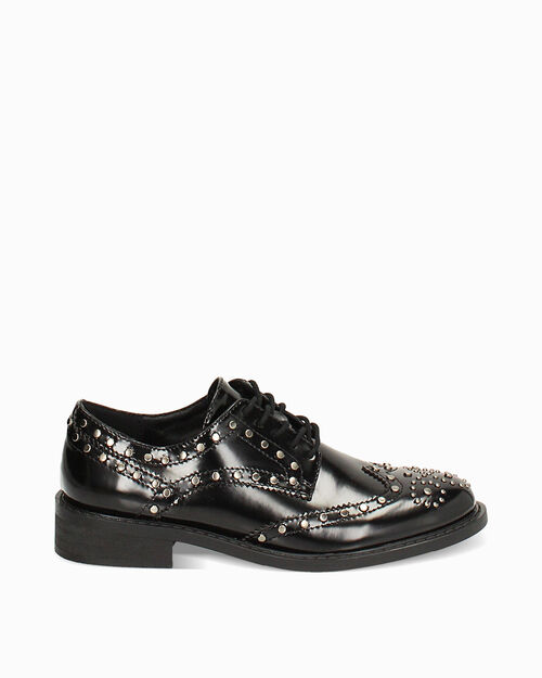 Richelieus noirs avec clous, BLACK