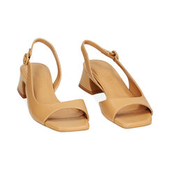 Sandali spuntati camel, tacco 4,2 cm, Primadonna, 232100681EPCAME039, 002 preview