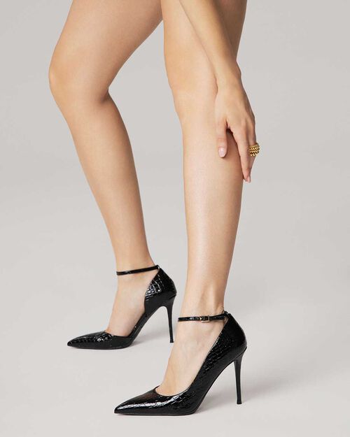Zapato de sal&oacute;n negros efecto cocodrilo tac&oacute;n 10,2 cm, BLACK