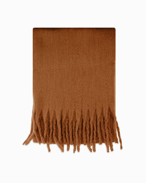 Camel scarf with decorative fringes, CAMEL