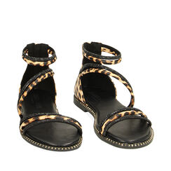 Sandali bassi leopard con pietre, Ultime occasioni, 234965520ETNERO036, 002a